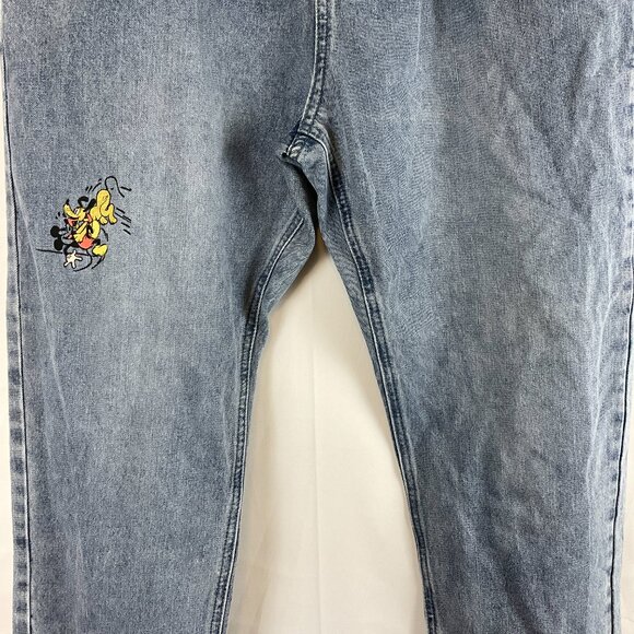 Disney Our Universe Jeans XL Blue Elastic Waist Tapered Leg Pluto Mickey New NWT - Picture 3 of 12